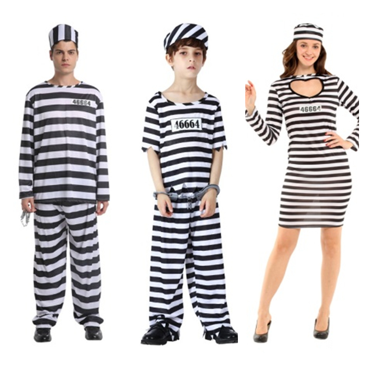 六一儿童节舞台表演囚犯服装万圣节晚会cos表演成人款囚服服饰