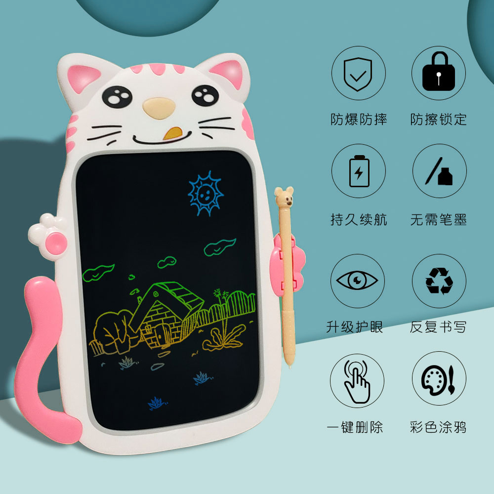 Handwriting Board Cat Children's LCD LCD Doodle Hand Drawn Color Screen Cartoon Drawing Hot Cross-Border Small Blackboard