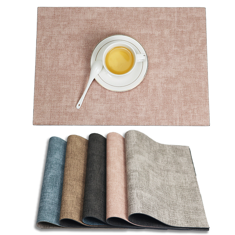 Nordic Square PU Leather Placemat Two-Color Waterproof and Oilproof and Heatproof Heat Insulation Western-Style Placemat Coaster Dining Table Cushion Advanced Sense