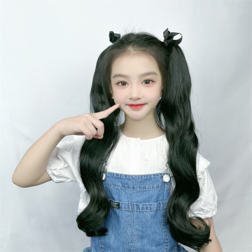 双马尾假发女夏季儿童绑带式长卷发网红同款仿真高马尾假辫子批发