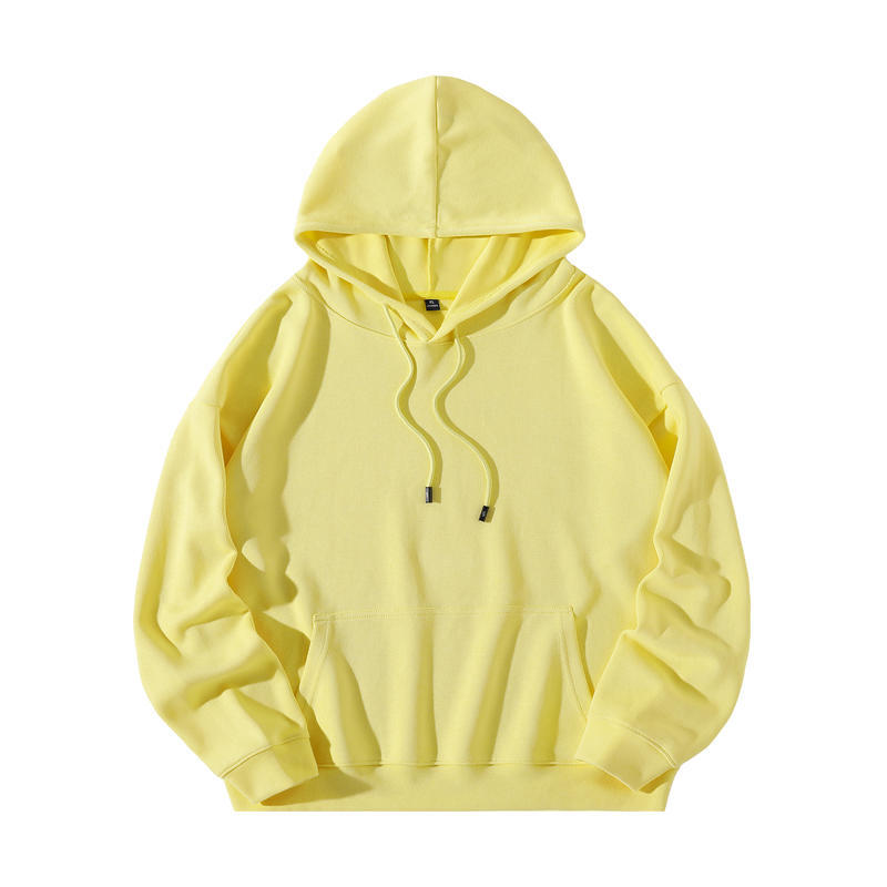 法国螺纹款落肩帽衫350克糖果色系宽松休闲上衣男女同款连帽卫衣