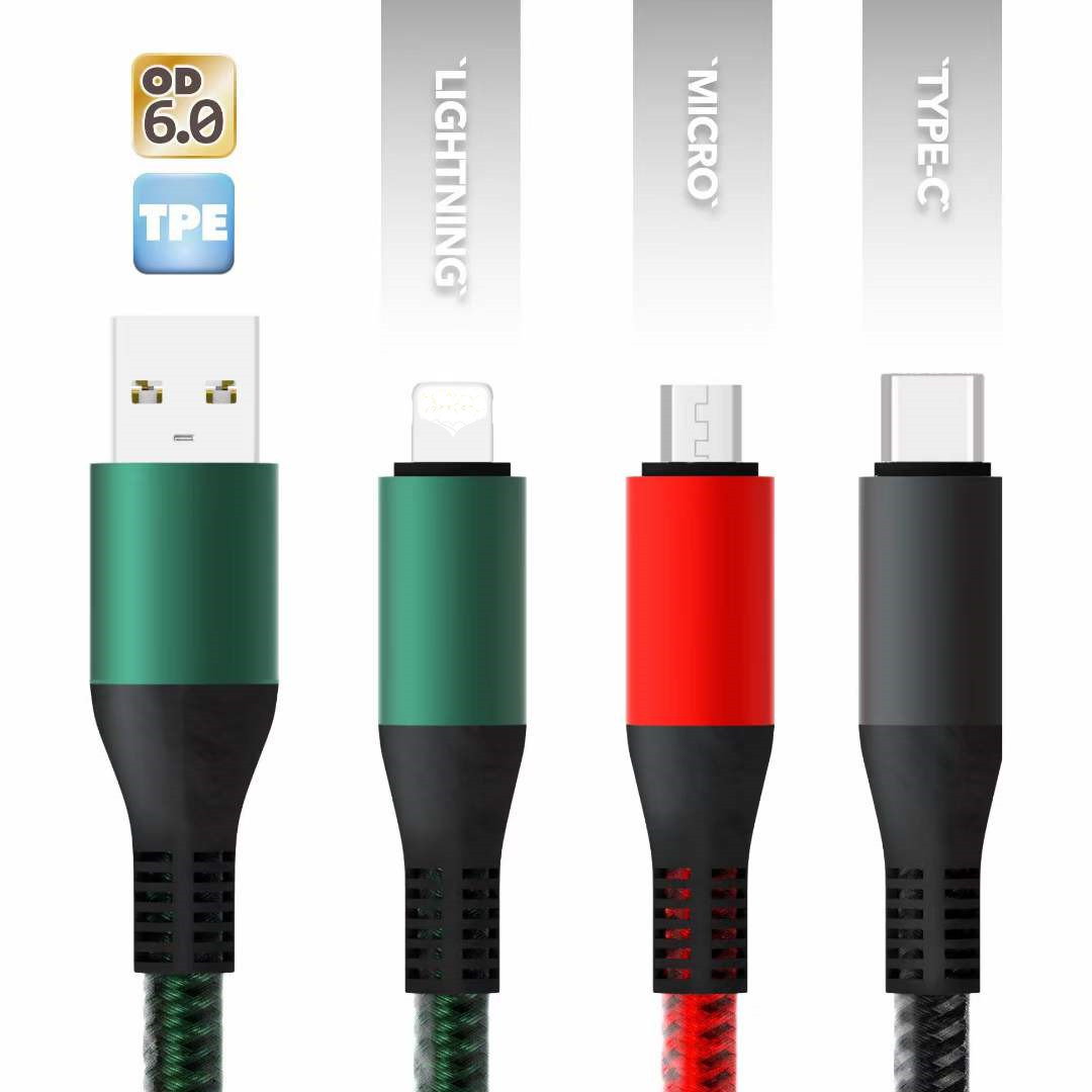 Applicable to Apple Huawei Iphone Android Type C Charging Cable 6a Usb Fast Charge Data Cable Bold Data Cable