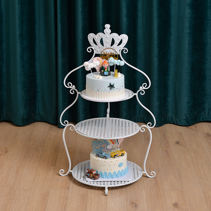 欧式三层皇冠铁艺蛋糕架子生日婚礼多层甜品台创意多层婚庆展示架