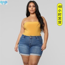 女装 summer fat short jeans women plus size ladies pants女裤