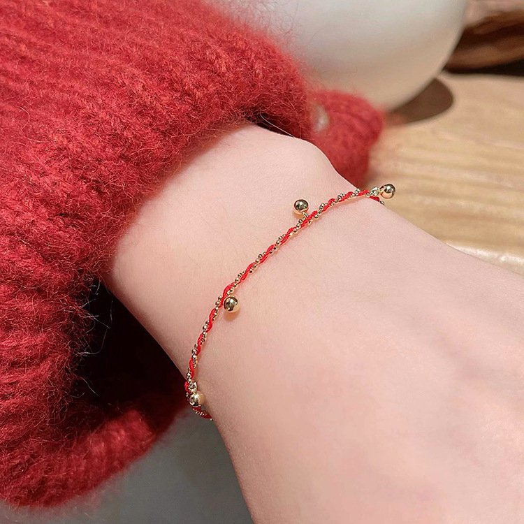 喜庆新年本命年红绳手链女韩国个性简约百搭气质时尚双层叠戴手链