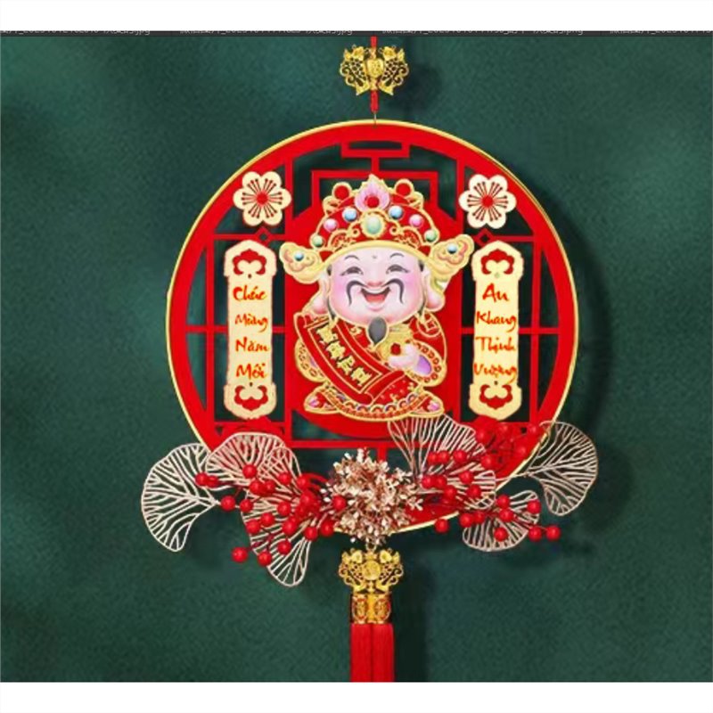 Export Spring Festival TikTok Living Room Layout Fu Character God of Wealth Electric Pendant Same Style Vietnam Ornaments God of Wealth Shaking Head Decoration