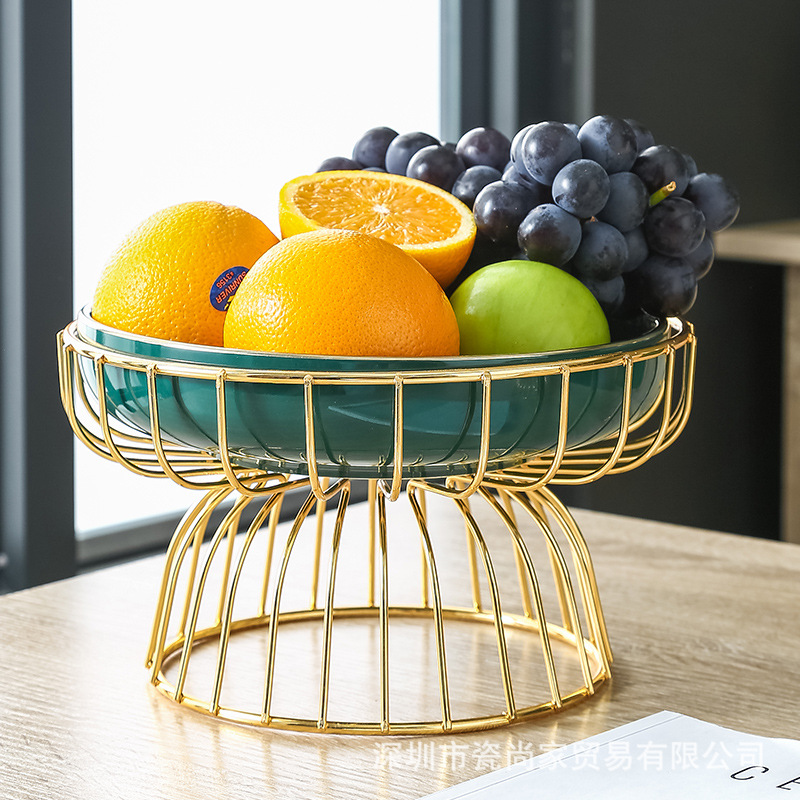 Creative Modern Personality Living Room Fruit Basket European Ceramic Fruit Plate Household Dried Fruit Tray Large with Iron Bracket