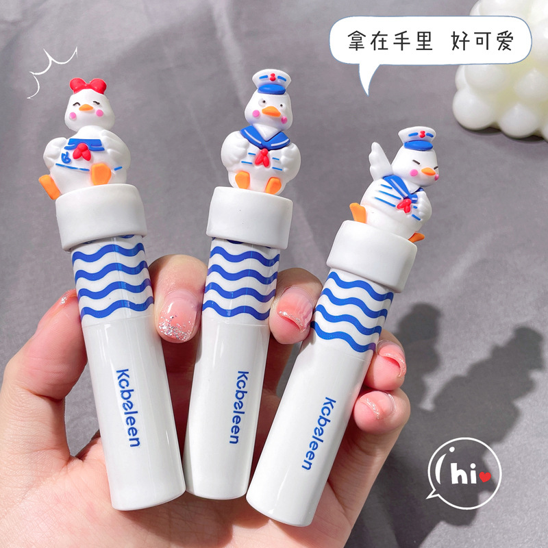 Kobeleen Happy Duck Mirror Soft Mist Lip Lacquer Matte White 8 Color Lipstick Daily Versatile Girl Hair Generation