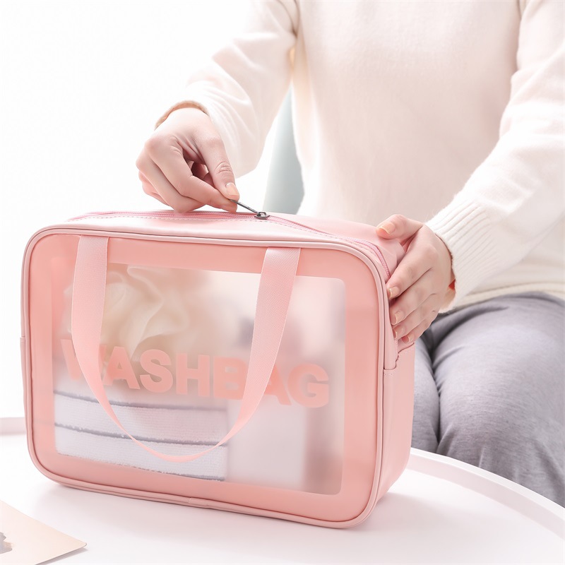 New Transparent Cosmetic Bag Six-Piece PVC Personal Hygiene Bag Swimming Bath Bag Beach Bag Internet Celebrity Pu Frosted Bag