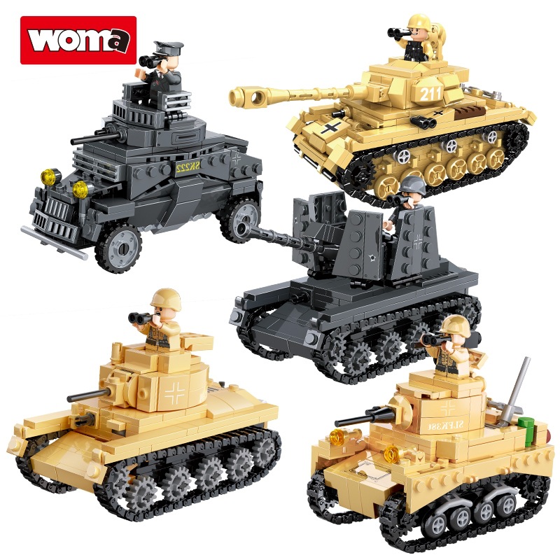 适用乐高积木二战德国虎式苏军kv1坦克拼装玩具模型2大战二装甲车