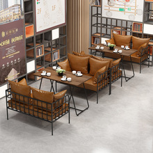 工业风桌椅组合咖啡馆奶茶店酒吧清吧烧烤店店铺用西餐厅卡座沙发