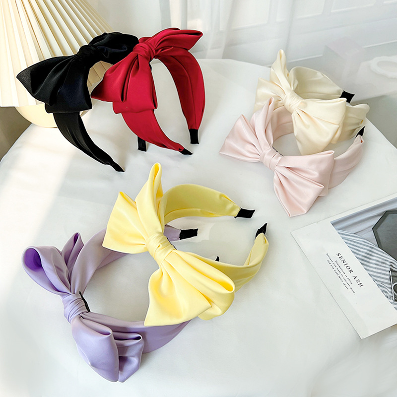 2022 Korean Style Online Influencer Bow Headband Fashion Solid Color Fabric Craft Hair Accessories Headband Simple Design Female Hairpin R357
