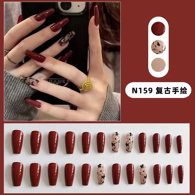 Strict Selection White New Year Wear Manicure Cherries High-Grade Bridal Nail Patch Manicure Finished Nails