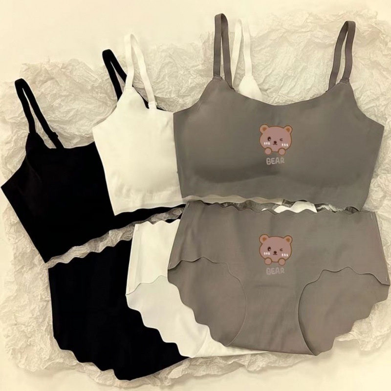 冰丝内衣少女无痕无钢圈聚拢运动学生背心薄文胸套装-阿里巴巴