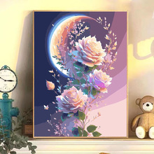 diy数字油画玫瑰花卉填色油彩客厅卧室装饰画