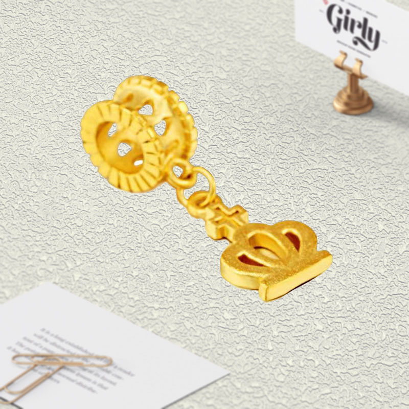 沙金皇冠转运珠镀黄金色手链女diy配件3d硬金时尚串珠吊坠-阿里巴巴