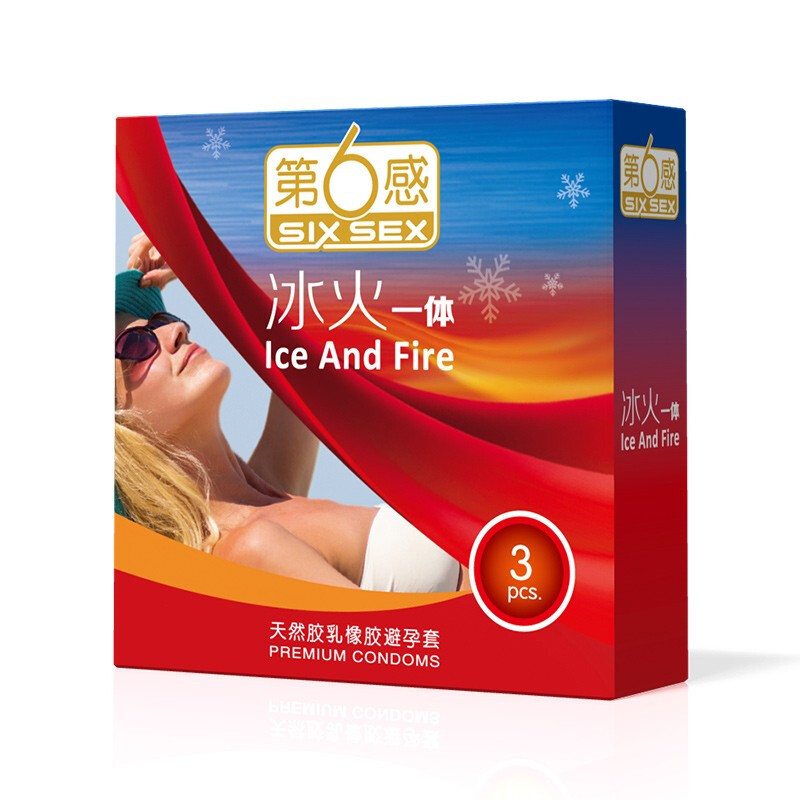 第六感冰火一体3只超薄超滑男用套套超薄螺纹避孕套夫妻房事避孕