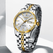 2023新款瑞士冠琴男士手表机械表全自动防水精钢带夜光商务男款表