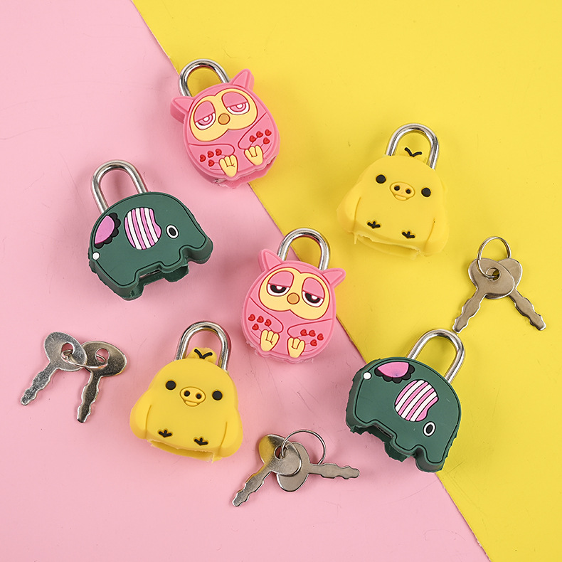 Creative Fashion Super Cute Notebook Lock Cartoon Metal Mini Silicone Small Lock Luggage Pvc Flexible Glue Padlock