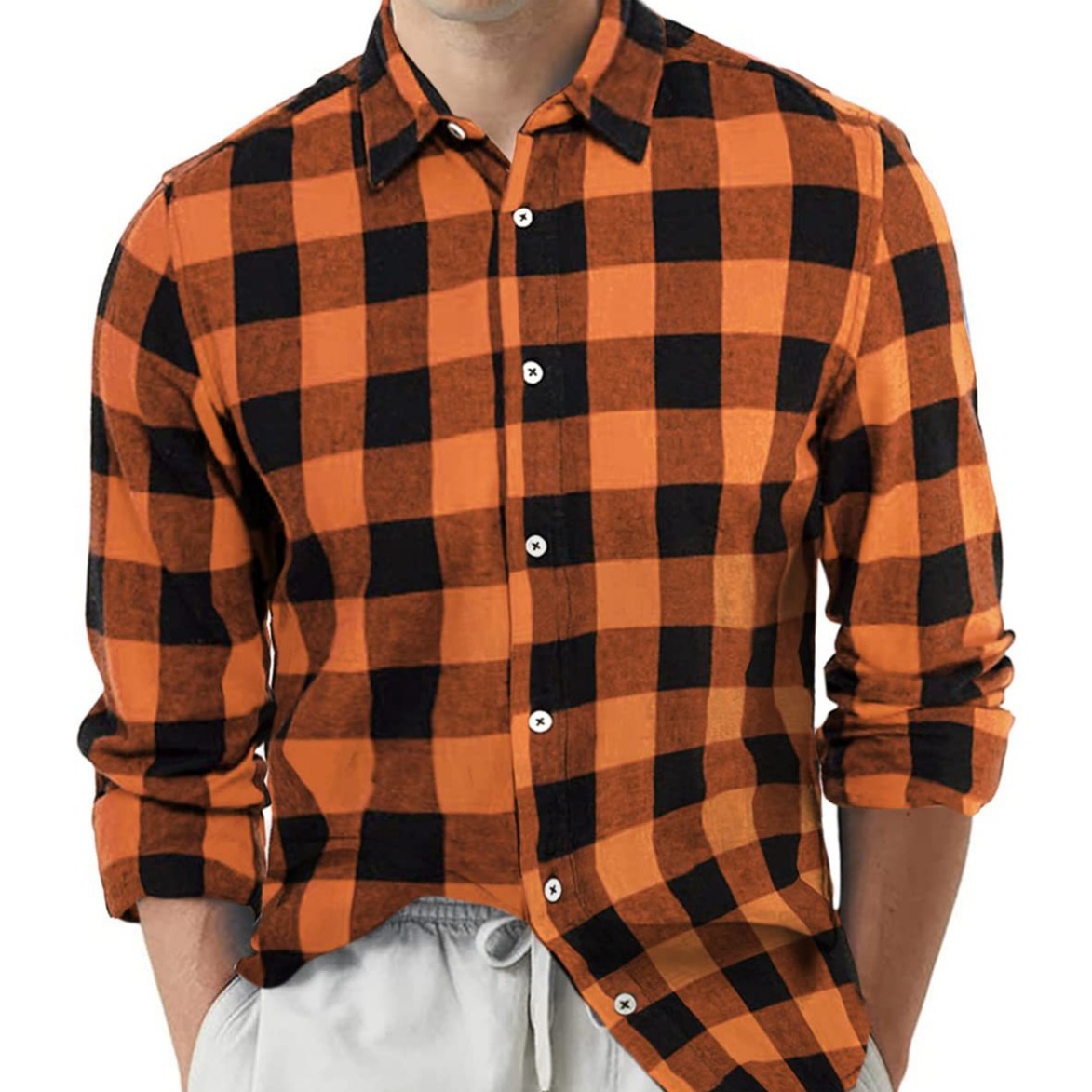 跨进电商 欧美新款男士格子翻领衬衣男装春秋季长袖休闲衬衫-阿里巴巴