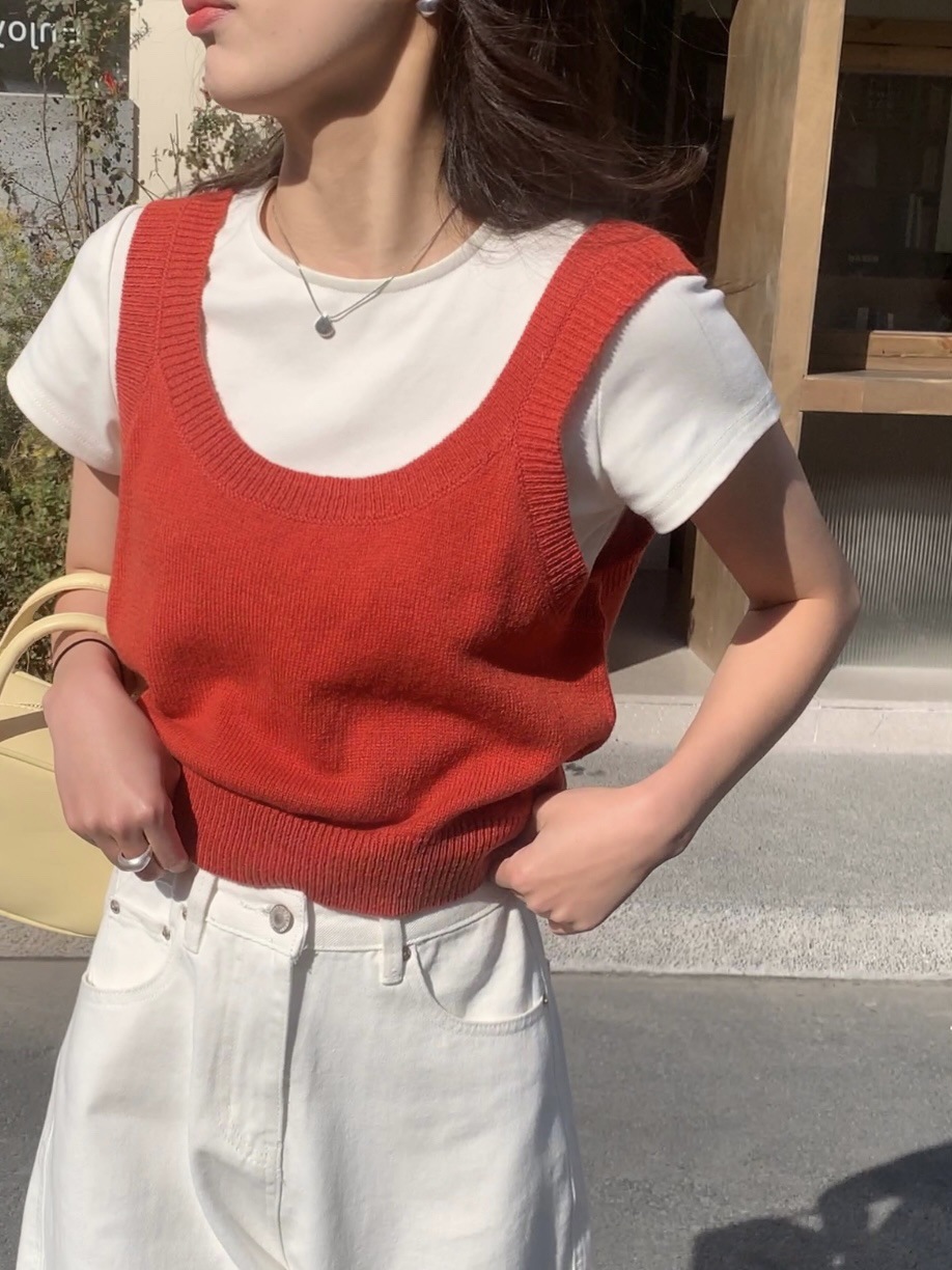 [Popular] Early Spring New Korean I-Shaped Knitted Vest Outer Wear All-Match Red Sweater with Suspenders Wool