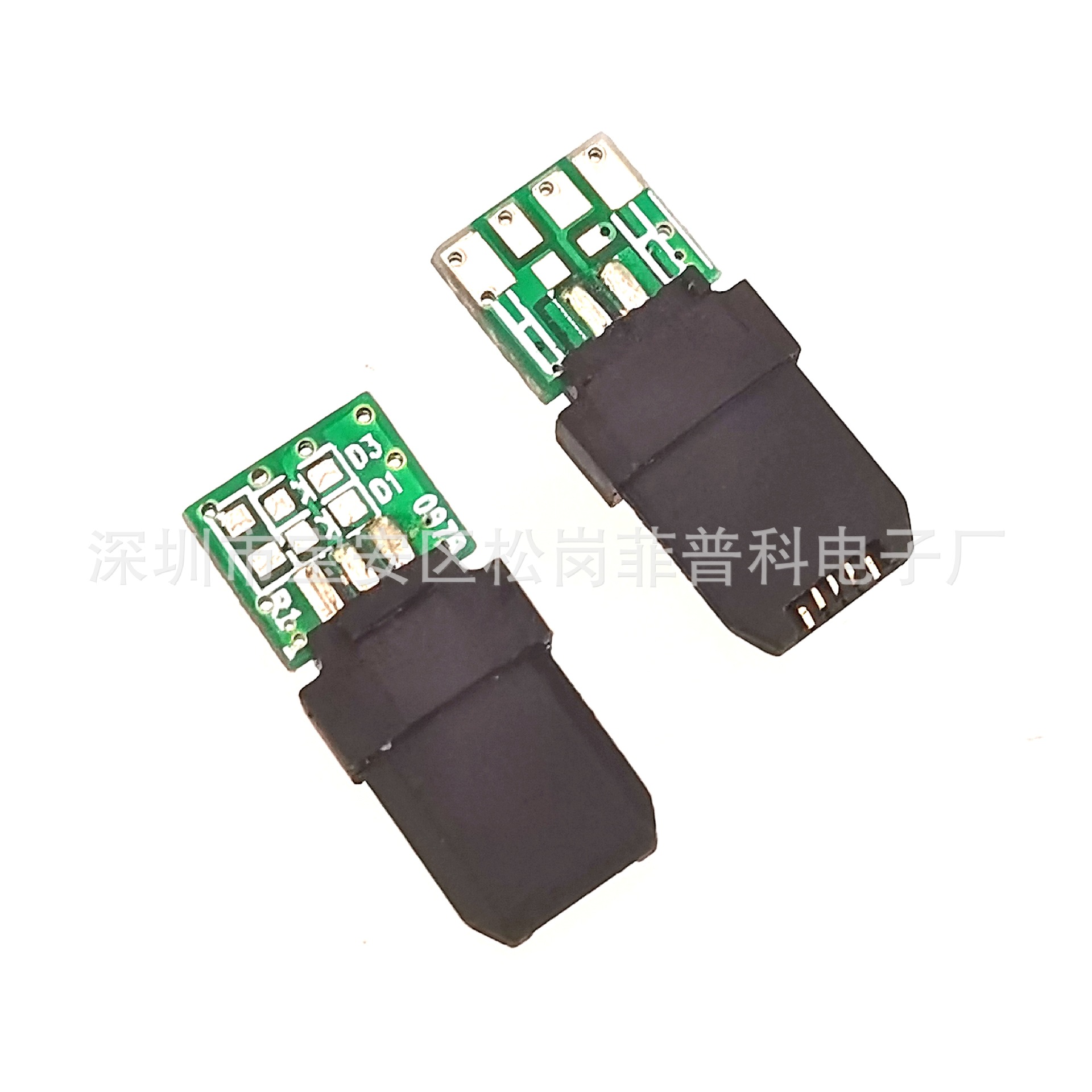 MICRO 5P公头 全塑带PCB板 测试公头 4个焊点 带PCB板