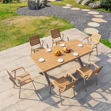北欧户外桌椅别墅庭院花园室外露天露台铝合金塑木休闲阳台餐桌
