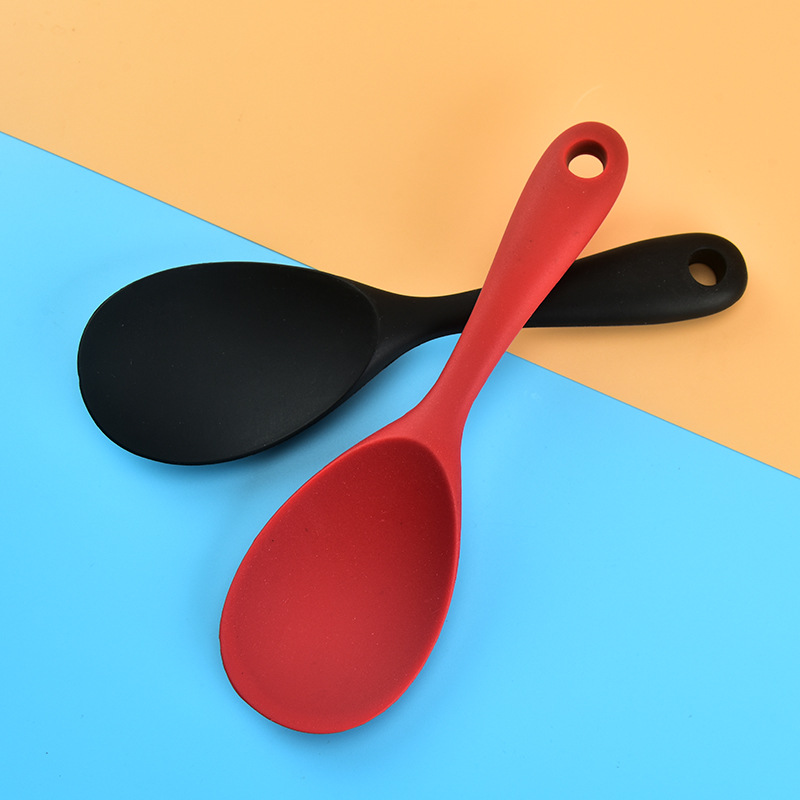 厂货批发硅胶勺子耐高低温盛饭勺 家用厨具电饭煲不沾锅硅胶饭勺
