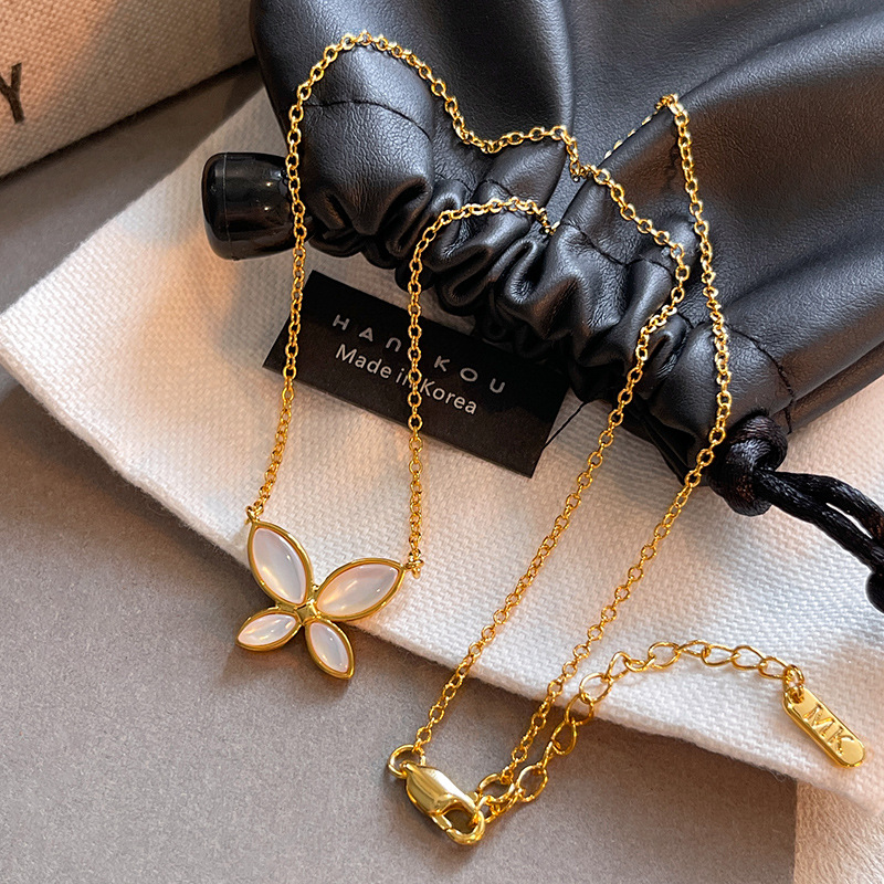 exquisite opal titanium steel necklace online influencer ring real gold electroplated sweet elegant outfit butterfly studs women wholesale