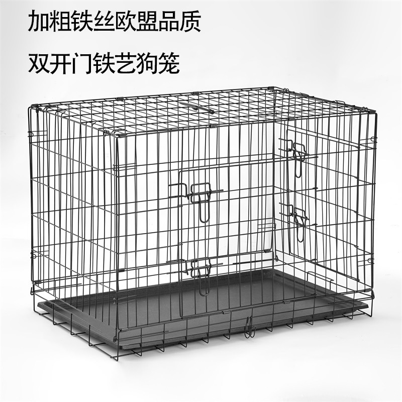 宠物笼子工厂家直批现货加粗折叠猫笼窝外贸版加粗铁丝大号狗笼子