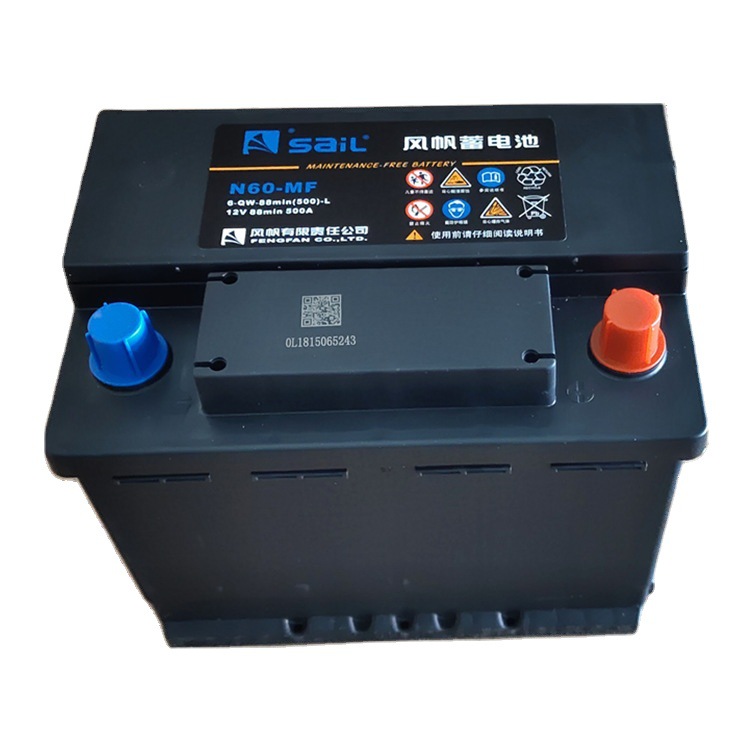 风帆蓄电池 n60 6-qw-88min(500)-l 12v60a
