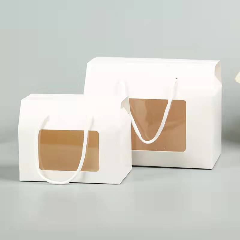 New Window Portable Box Folding Paper Box Gift Box Snack Cookies Vertical Fruit Packing Box Small Gift
