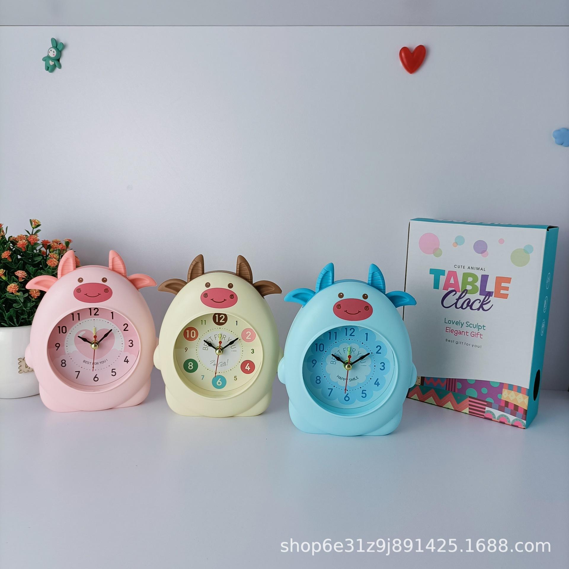 儿童小闹钟学生卡通萌牛闹钟床头男孩女孩2021年起床时钟钟表