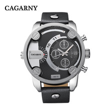 CAGARNY 新款手表大表盘男士石英表日历商务男士腕表皮带男表外贸
