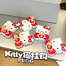 Kitty猫卡通挂钩创意无痕粘钩木质强力粘钩免打孔衣帽装饰挂钩