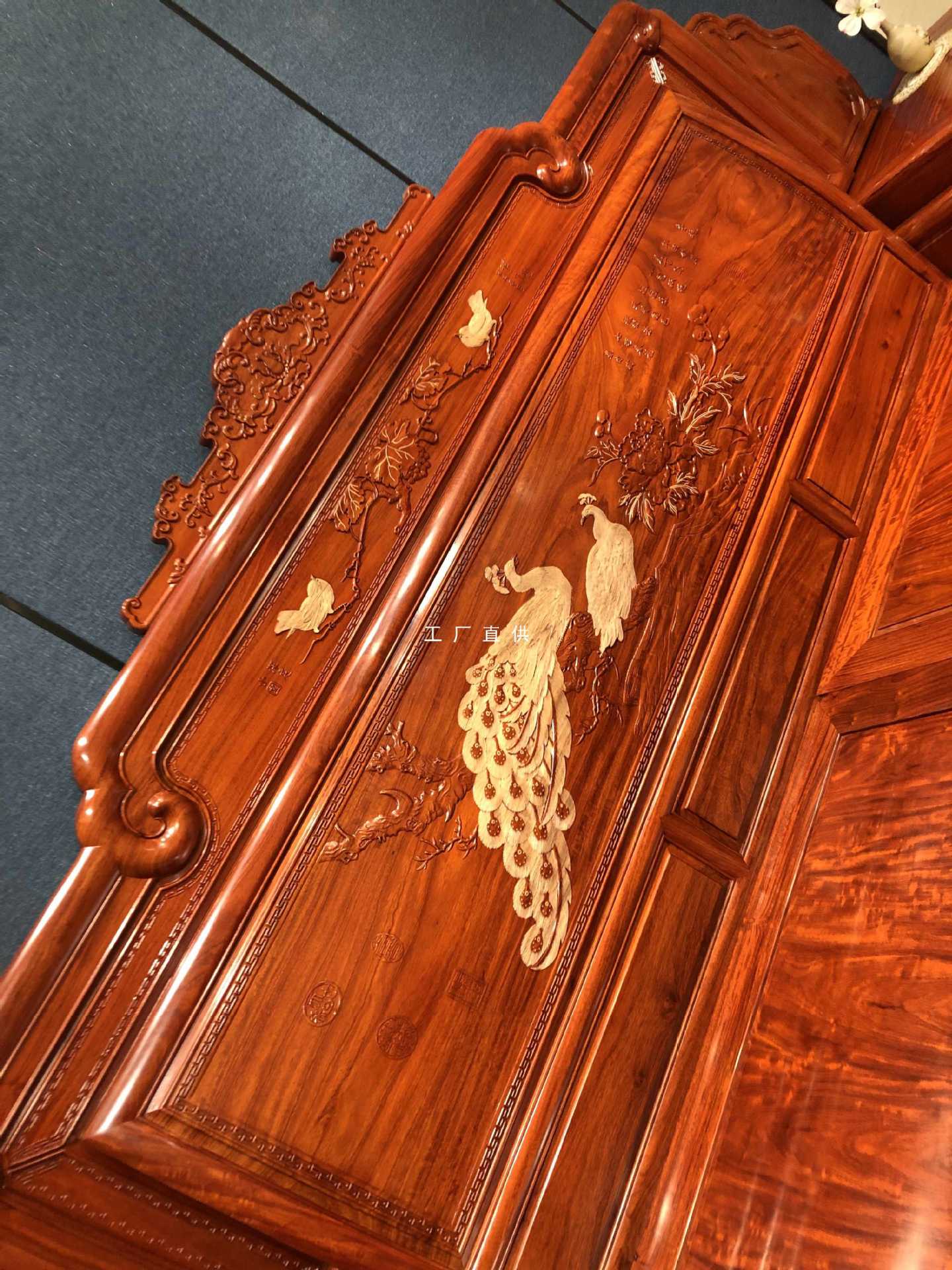 hf2x东阳红木家具床缅甸花梨木大果紫檀中式1.5/1.