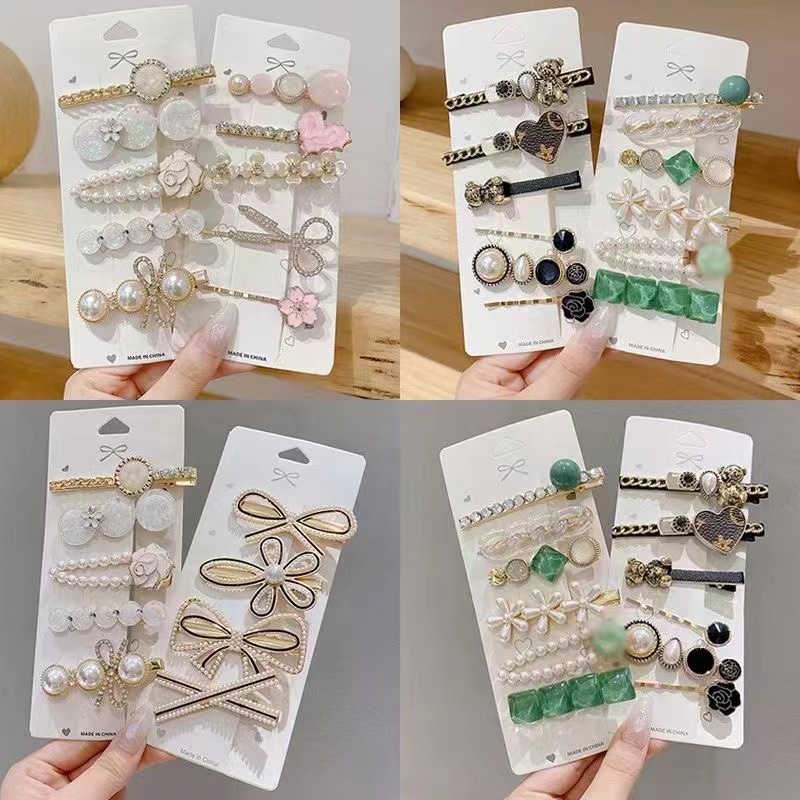 2023 New Korean Style Pearl Rhinestone Barrettes Side Bangs Back Head Girl's Hair Hoop Internet Celebrity Hairpin Headwear