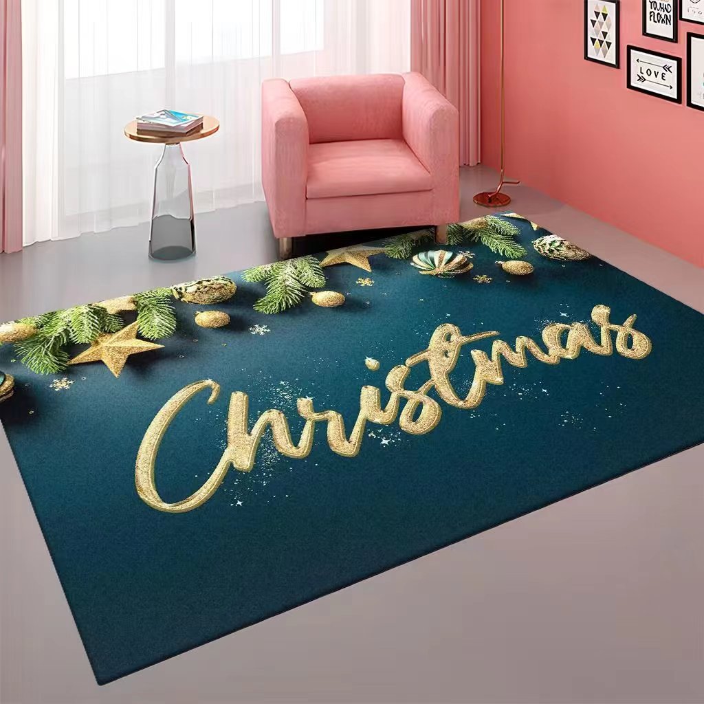 Cross-Border Cartoon Christmas Carpet Living Room Easy Cleaning Sofa and Tea Table Floor Mat Bedroom Full Shop Bedside Blanket Wholesale