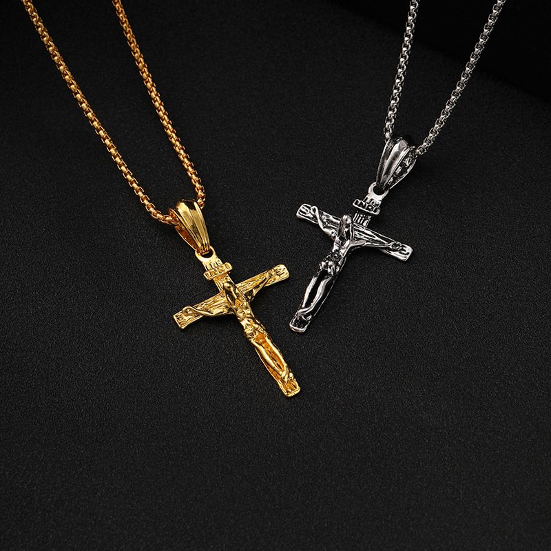 欧美复古风合金十字架项链 潮人文艺嘻哈说唱男女小众个性配饰