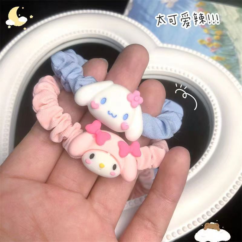 Cute Sanrio Hair Accessories Cinnamoroll Babycinnamoroll Large Intestine Hair Band Sweet Cartoon Head Rope Clow M Hair Band Headdress