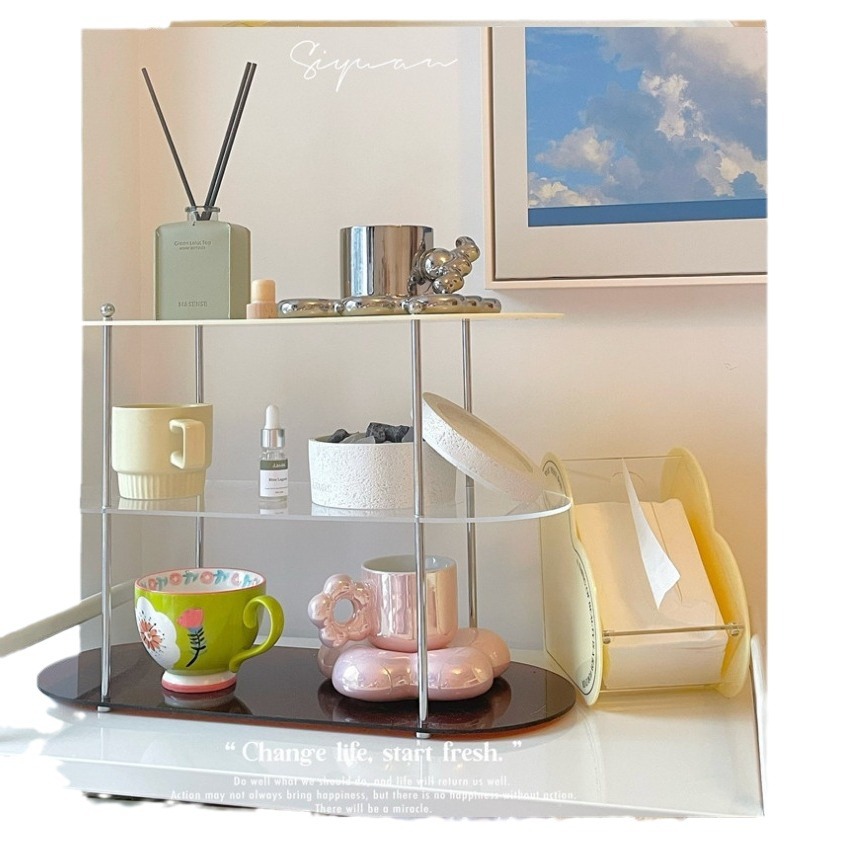 INS Style Storage Rack Acrylic Shelf Bathroom Countertop Cosmetics Display Multi-Layer Coffee Cup Holder