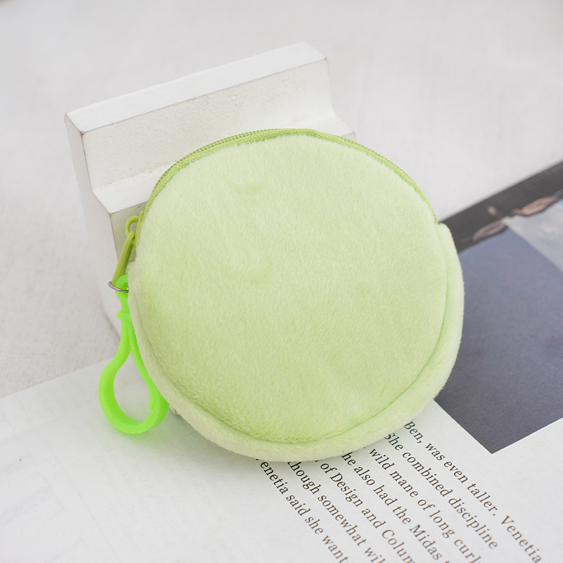 Candy Color Plush round Coin Purse Keychain Cute Wallet Lady Certificate Card Holder Simple Coin Bag Foreign Trade