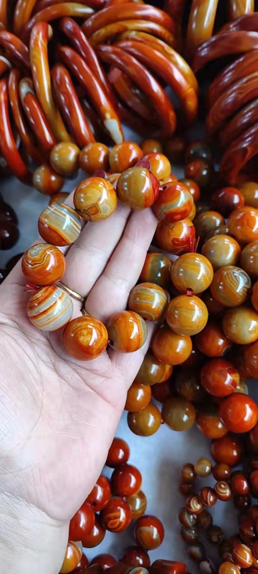 战国红玛瑙同料20mm圆珠手串男士手链