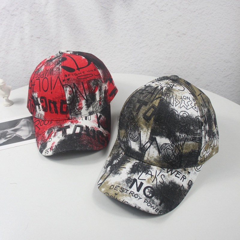外贸跨境爆款彩色涂鸦嘻哈棒球帽休闲防晒鸭舌帽个性帽子潮男女帽