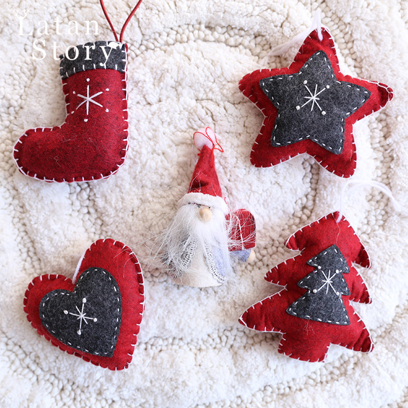 厂家批发 圣诞挂件毛毡雪人麋鹿圣诞老人挂饰吊饰无纺布挂件圣诞
