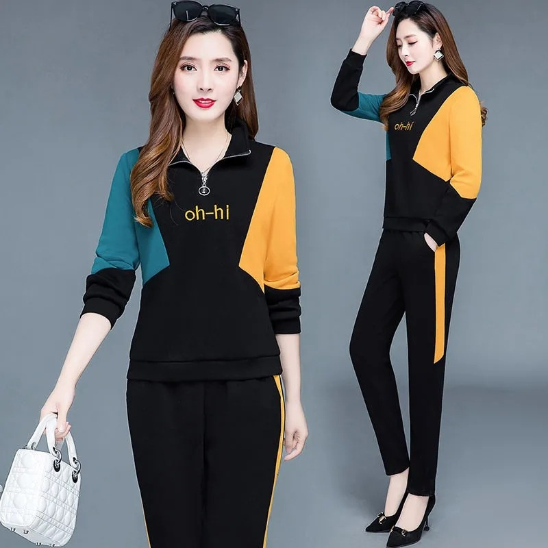 2023春秋季新款套装女两件套潮运动休闲大码气质时尚一件代发外贸