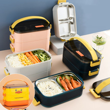 304stainless steel lunch box double-layer microwave-heated跨