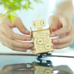 跨境电商亚马逊益智玩具 潮玩拼装立体拼图 上链机器人摆件礼品
