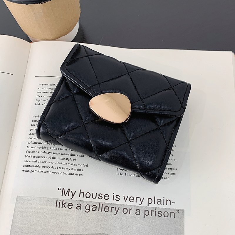 Cross-Border Rhombus Wallet for Women 2021 New Korean Style Multi-Card-Slot Coin Purse Short Ladies Card Holder Document Package Wholesale