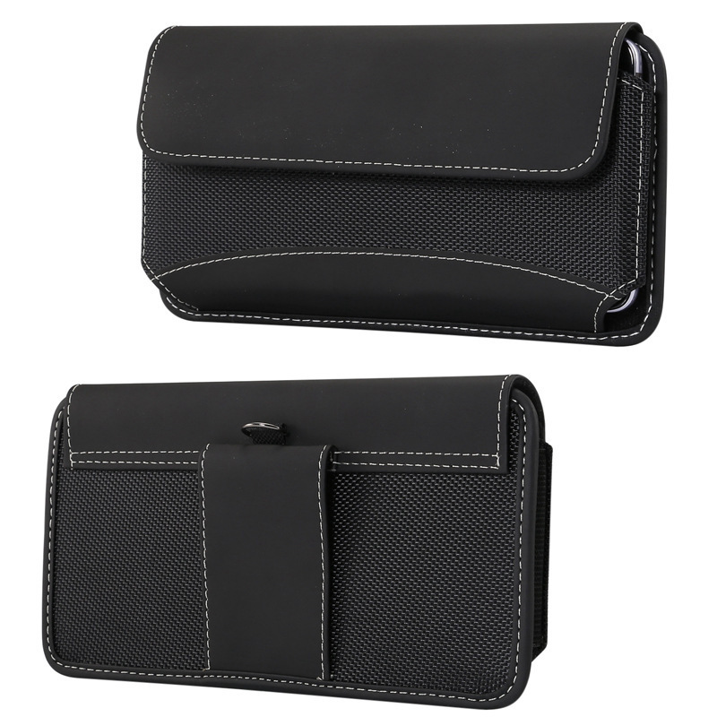 适用苹果三星耐用防摔牛津布腰包手机套翻盖华为小米横